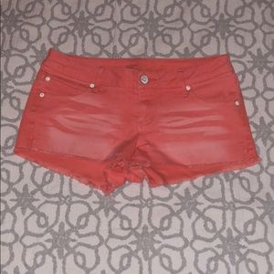Refuge Bright Coral Cut Off Shorts 💖